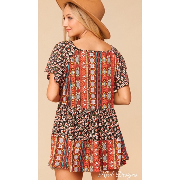 ❤️LAST 2! Boho Flutter Sleeve Babydoll Peplum Top! - Picture 8 of 9